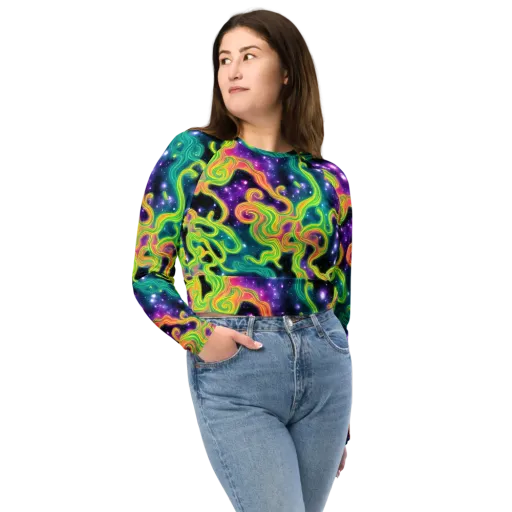 Cosmic Serpentine on a Long Sleeve Crop Top