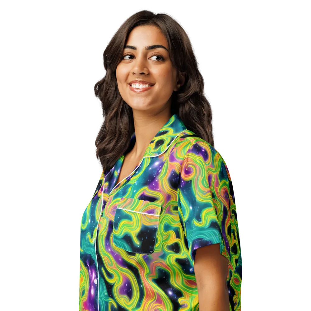 Cosmic Serpentine on Women's Short Sleeve Pajama Top — Left Front