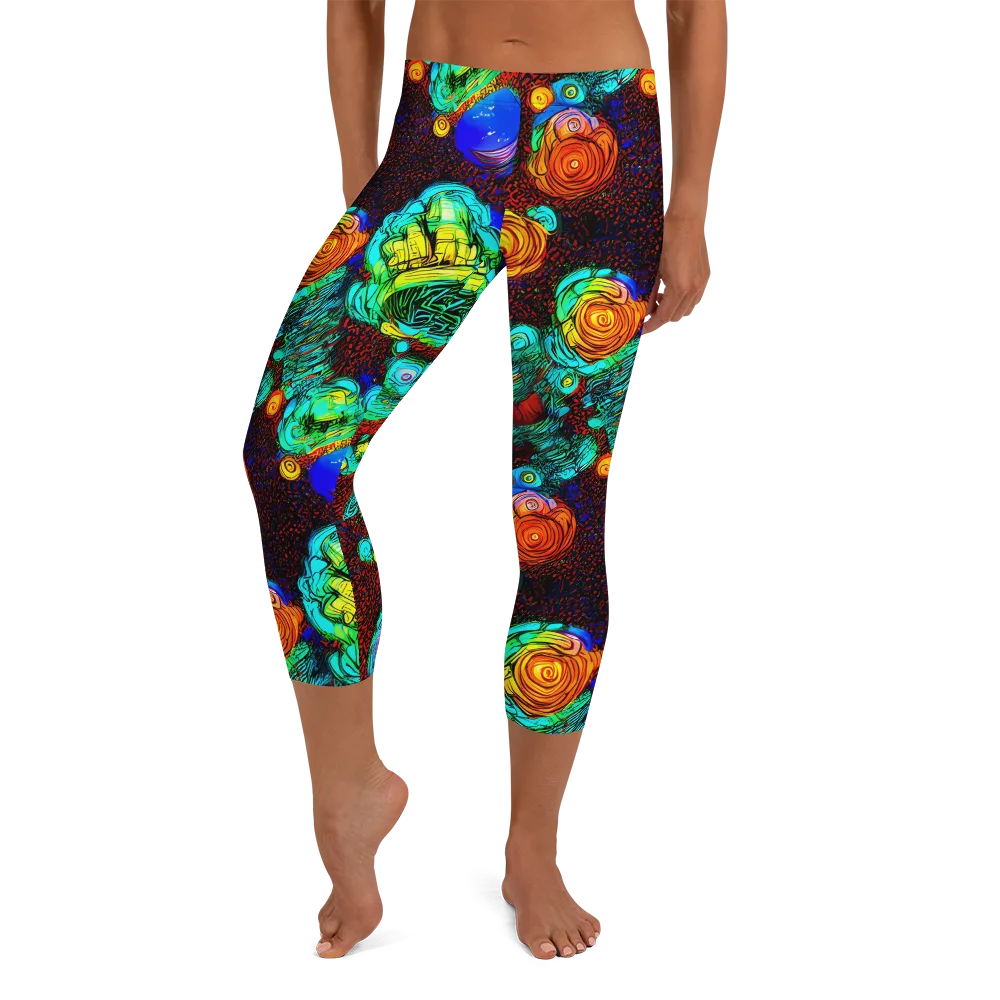 Chromatic Reef on Capri Leggings — Front