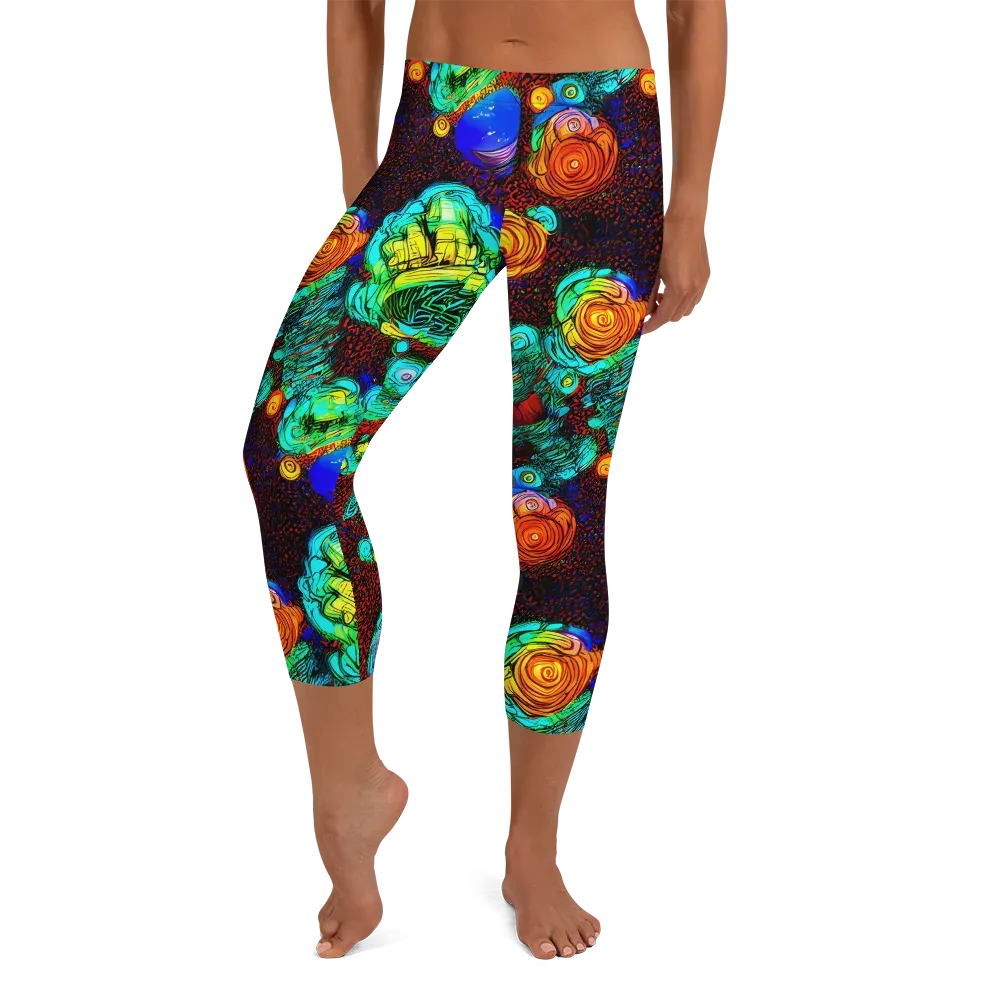 Chromatic Reef on Capri Leggings — Front