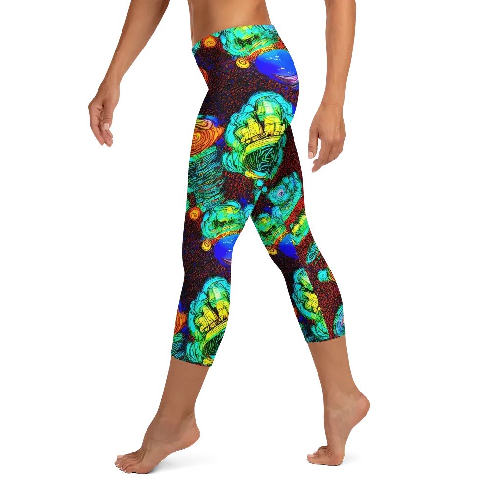 Chromatic Reef on Capri Leggings — Left