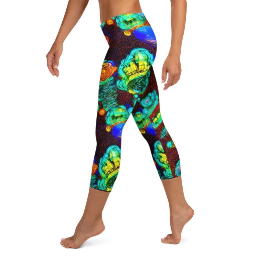 Chromatic Reef on a Capri Leggings