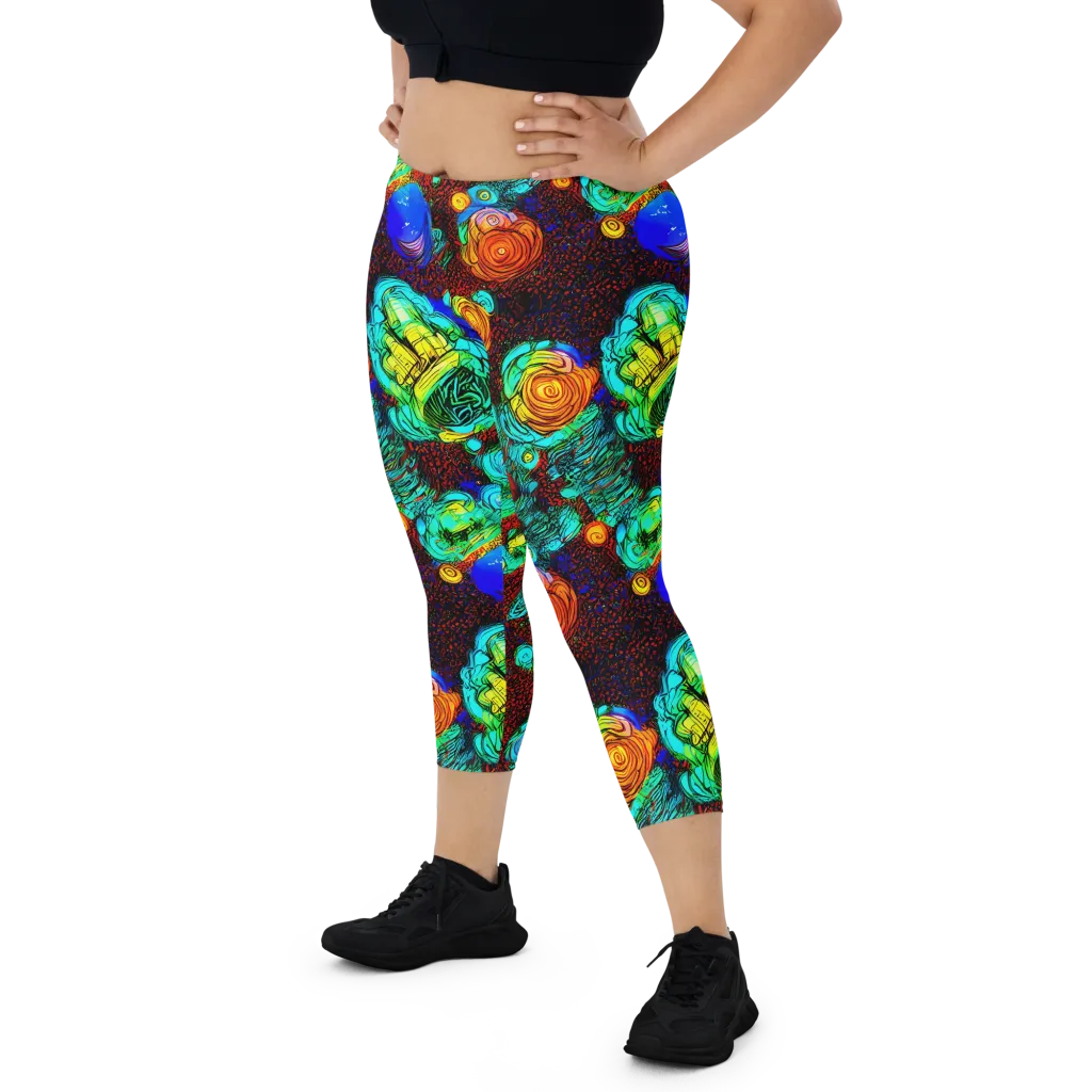 Chromatic Reef on Capri Leggings — Front