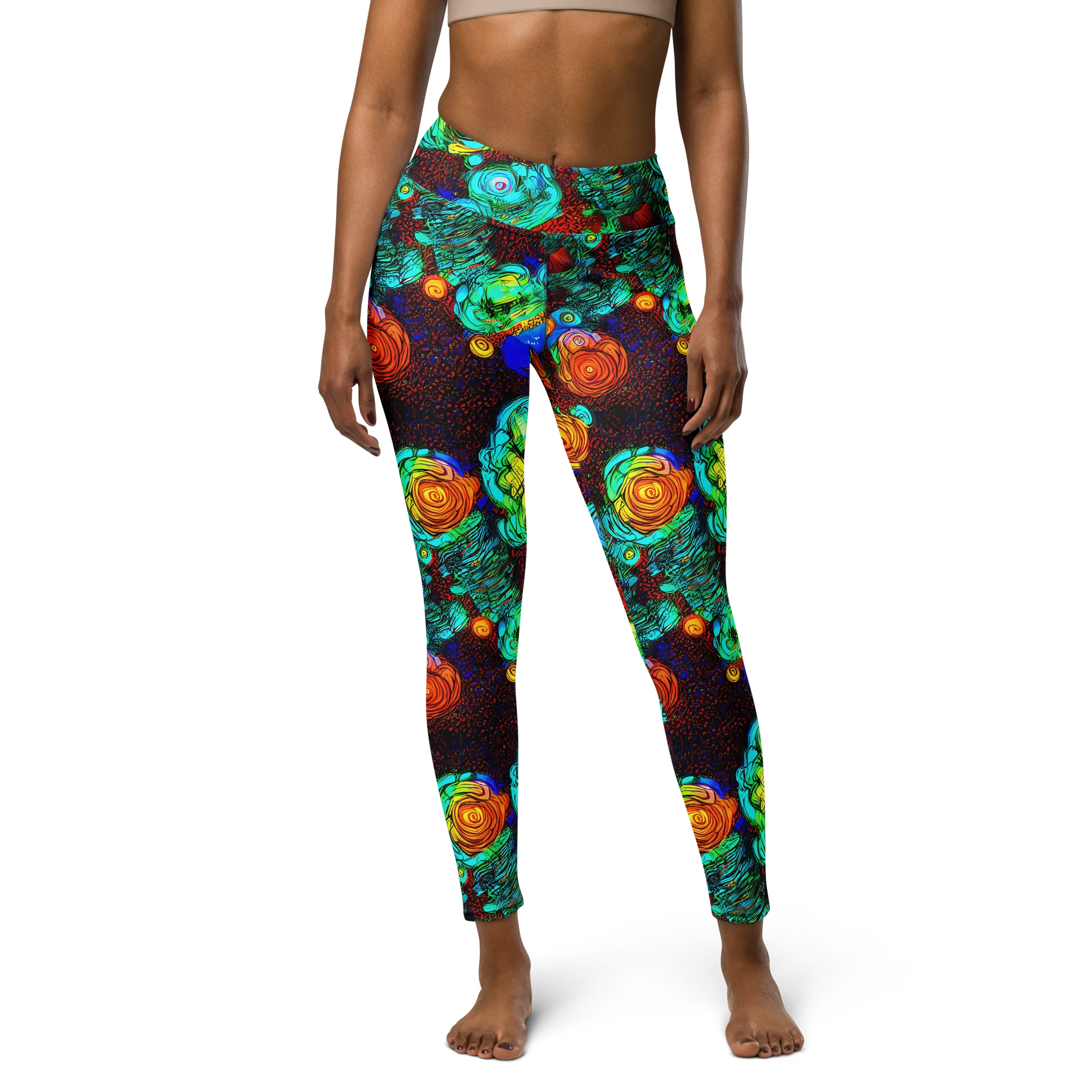 Chromatic Reef on Yoga Leggings — Front