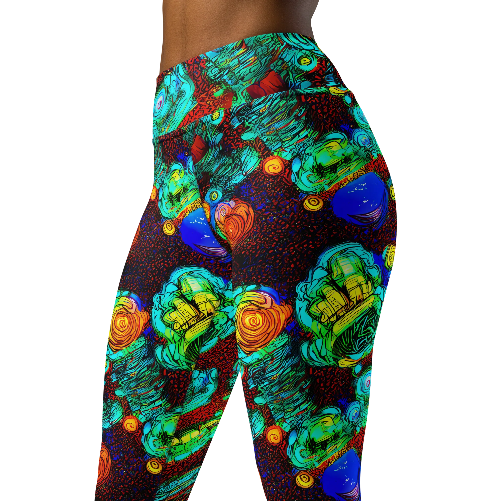 Chromatic Reef on Yoga Leggings — Left Front