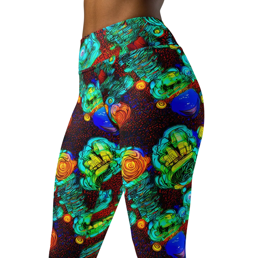 Chromatic Reef on Yoga Leggings — Left Front