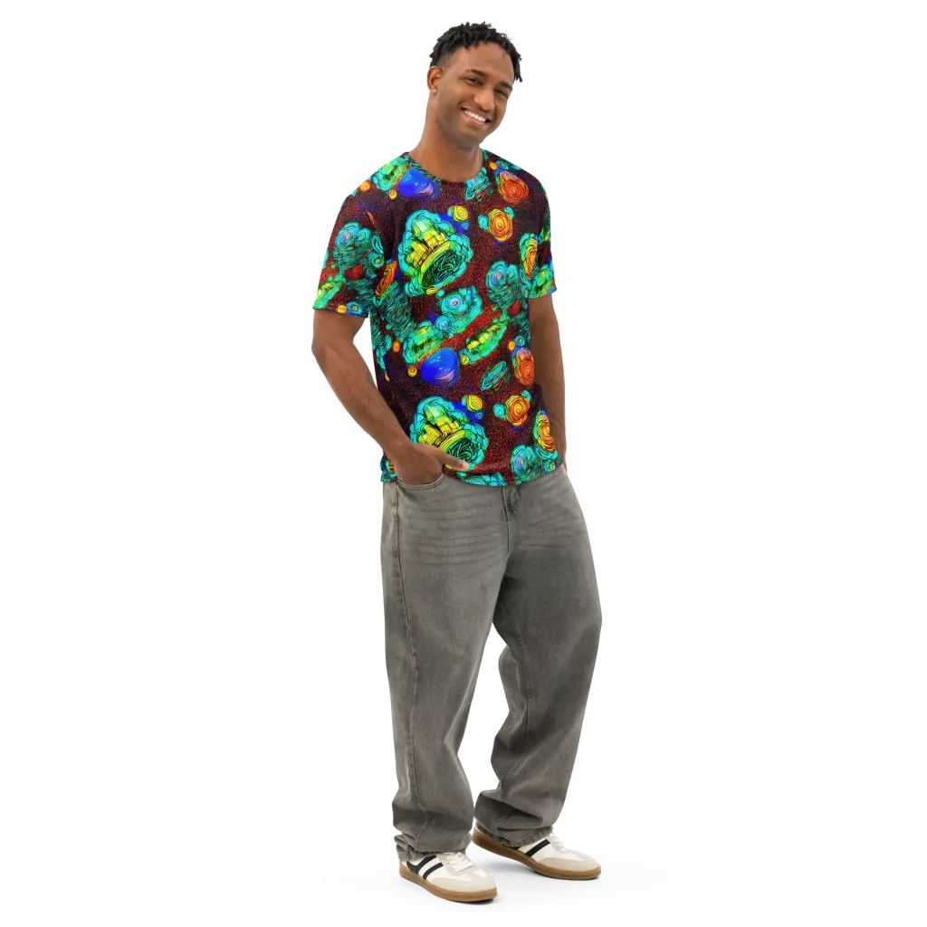 Chromatic Reef on Men's Cotton Crew Neck T-Shirt — Right Front