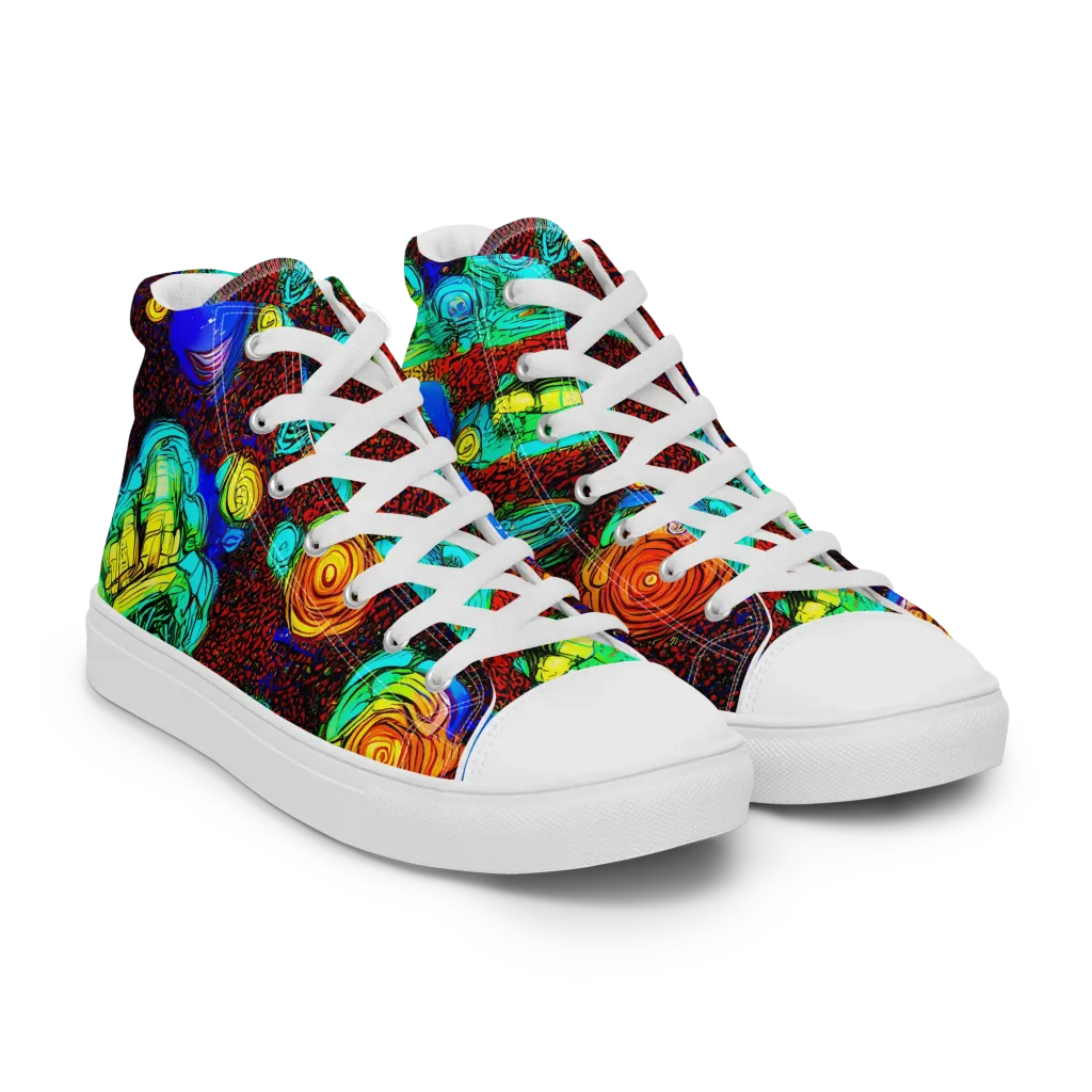 Chromatic Reef on Men's High Top Canvas Shoes — Right Front