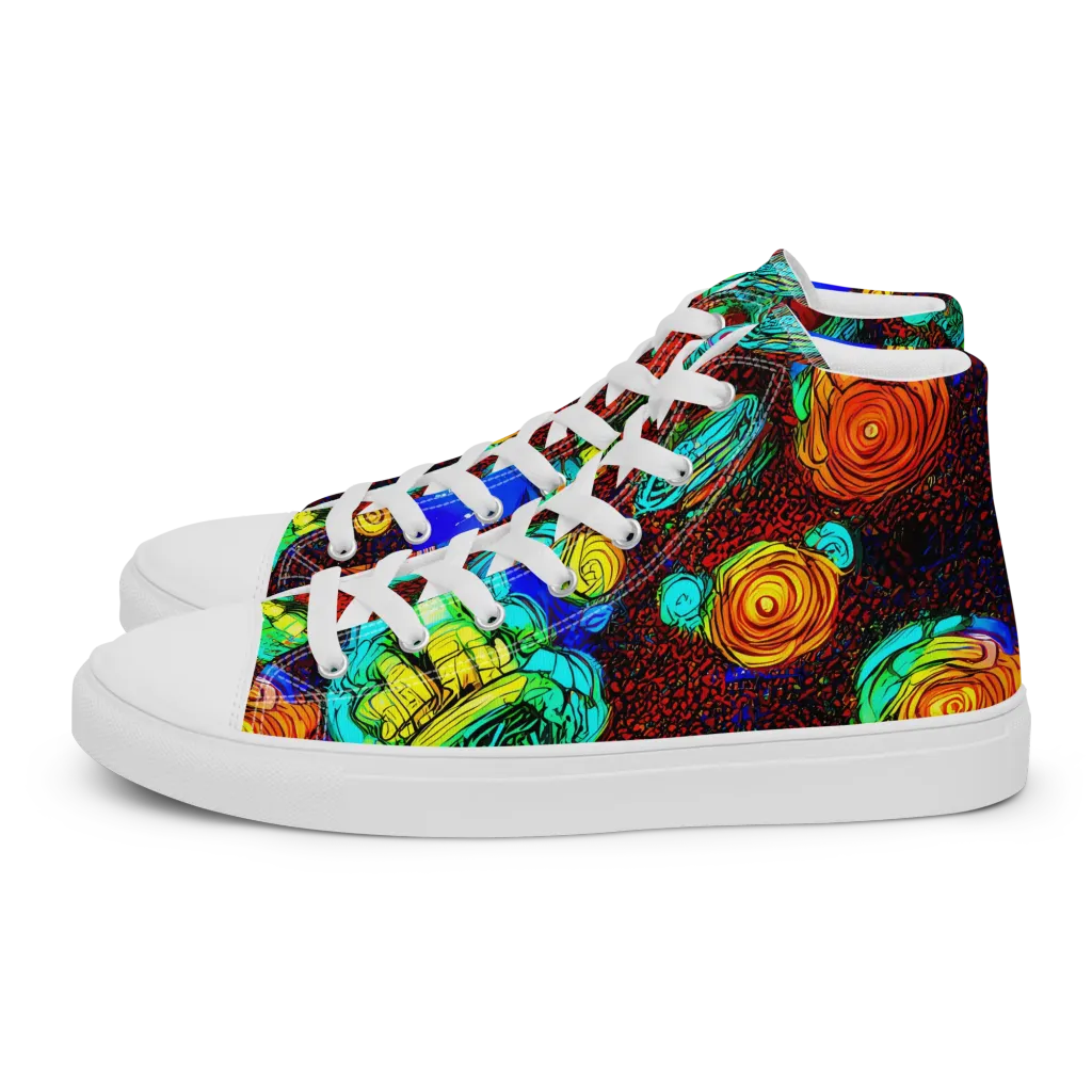 Chromatic Reef on Men's High Top Canvas Shoes — Left