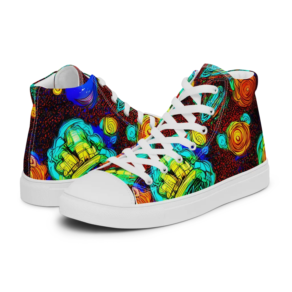 Chromatic Reef on Men's High Top Canvas Shoes — Left