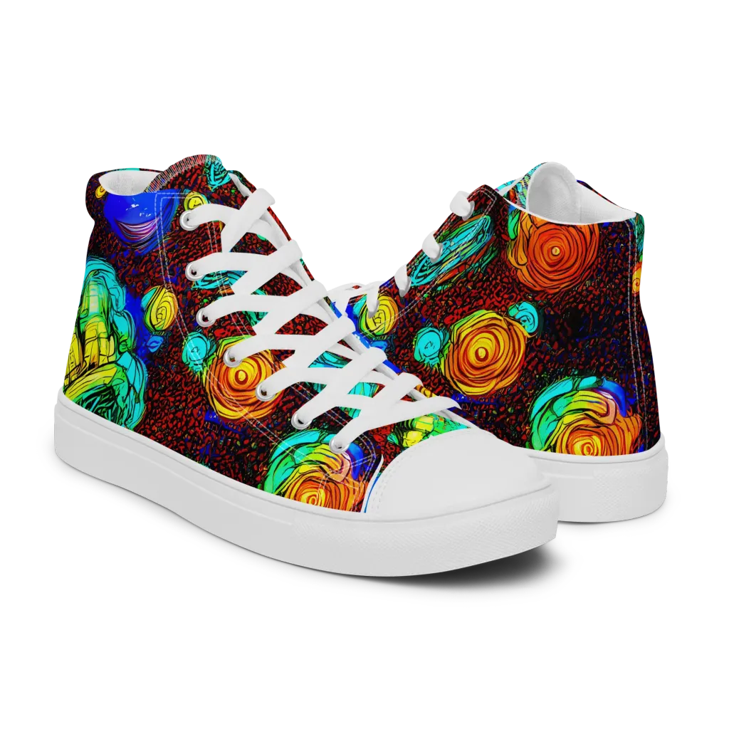 Chromatic Reef on Men's High Top Canvas Shoes — Right