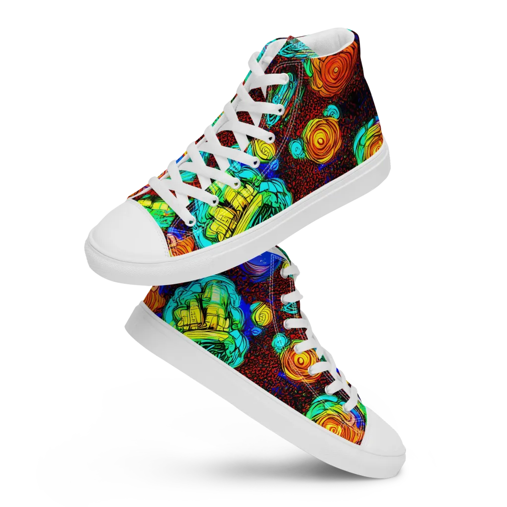 Chromatic Reef on Men's High Top Canvas Shoes — Front