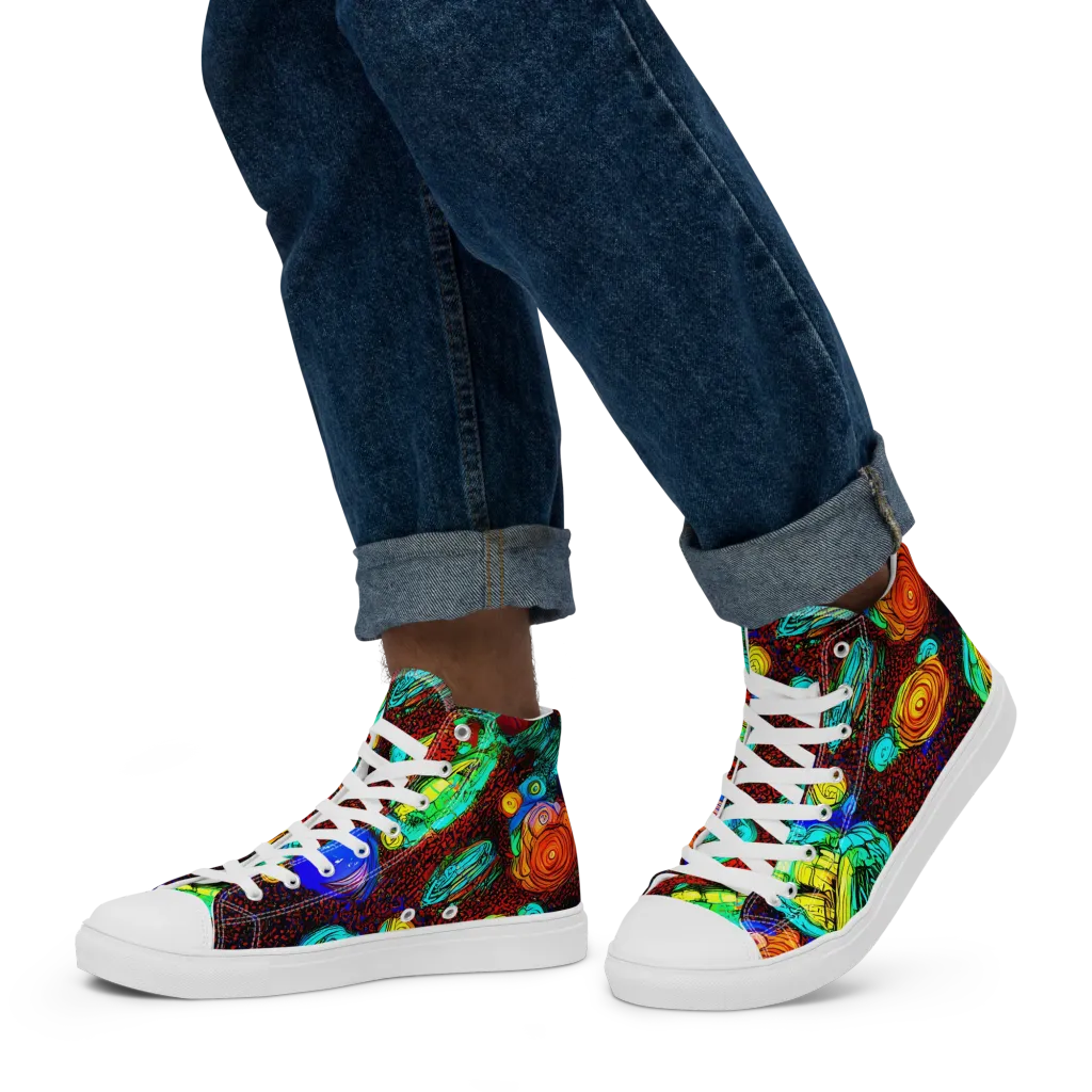 Chromatic Reef on Men's High Top Canvas Shoes — Left
