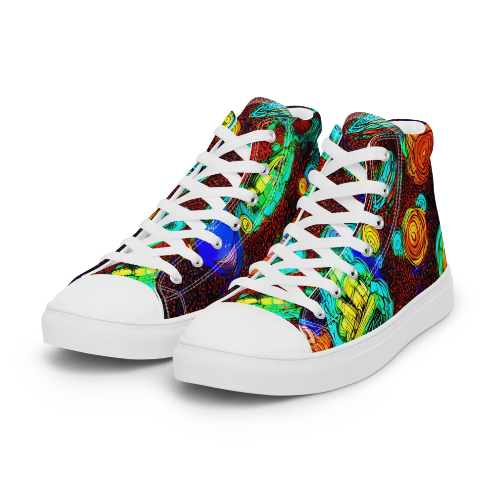 Chromatic Reef on Women's High Top Canvas Shoes — Left Front