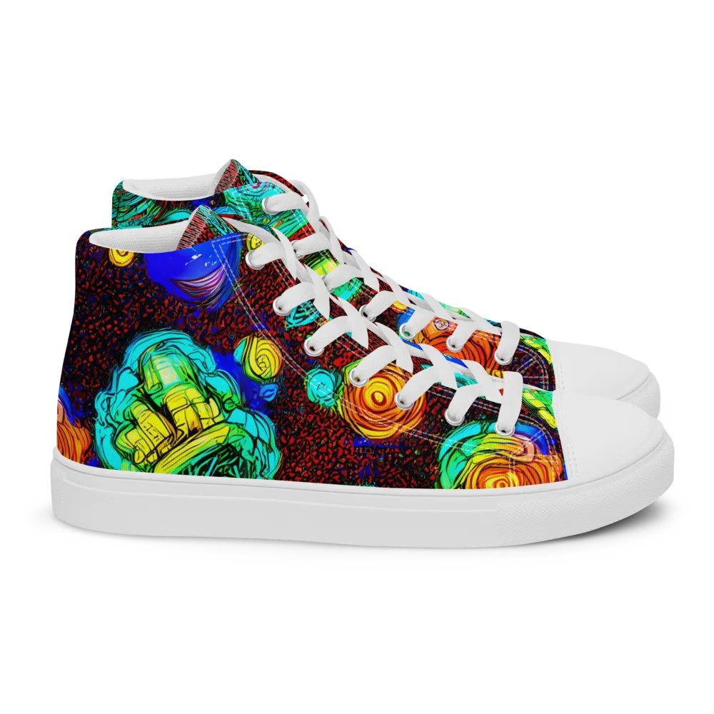 Chromatic Reef on Women's High Top Canvas Shoes — Right
