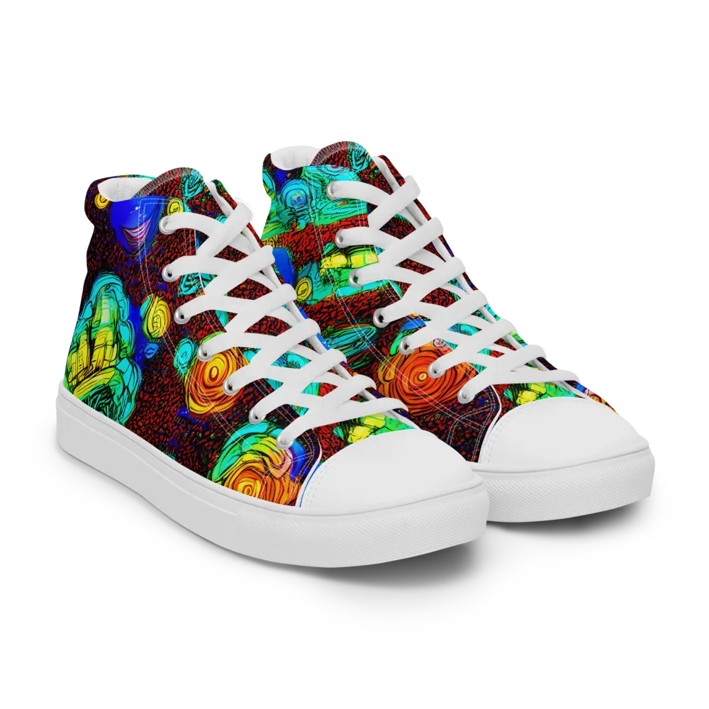 Chromatic Reef on Women's High Top Canvas Shoes — Right Front