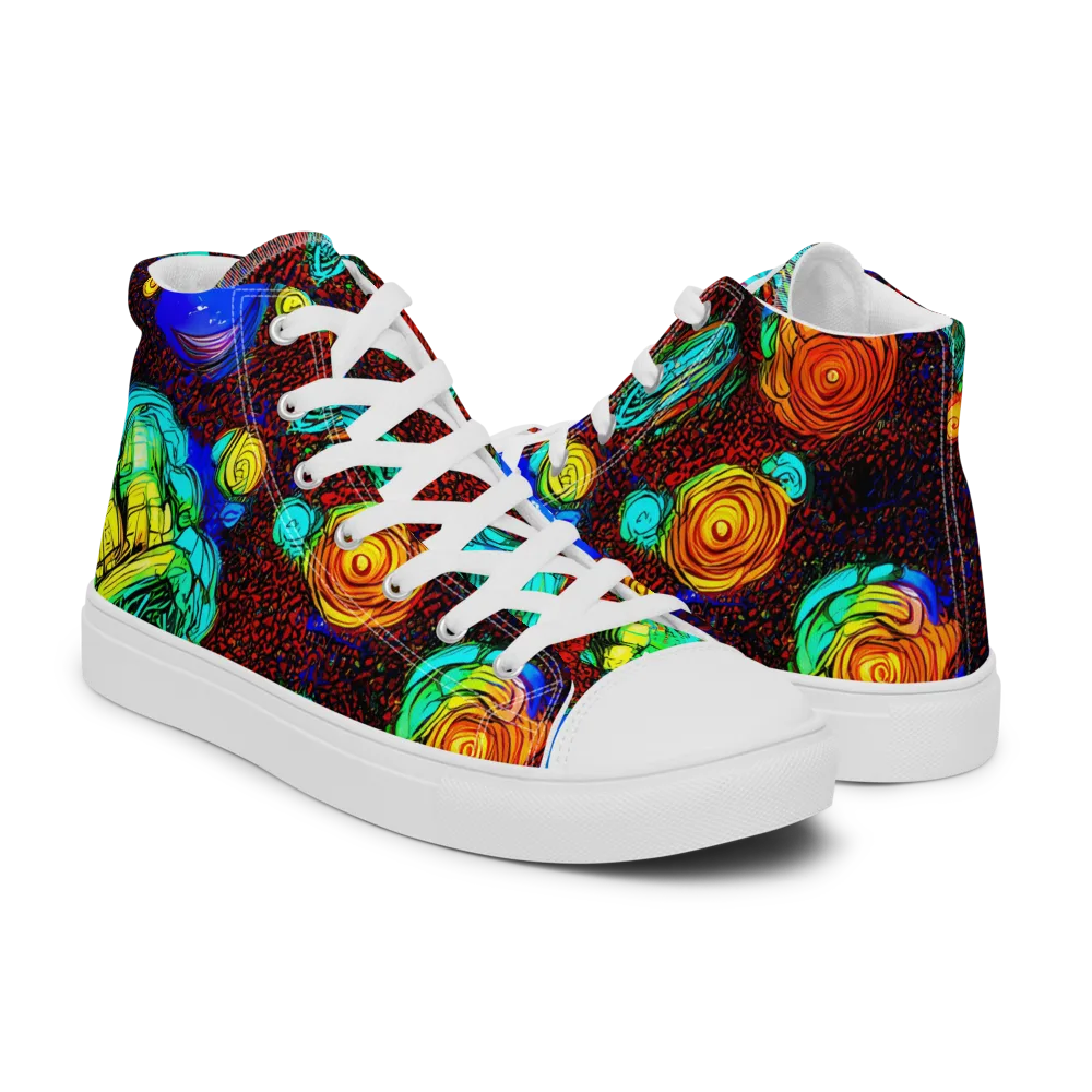 Chromatic Reef on Women's High Top Canvas Shoes — Right