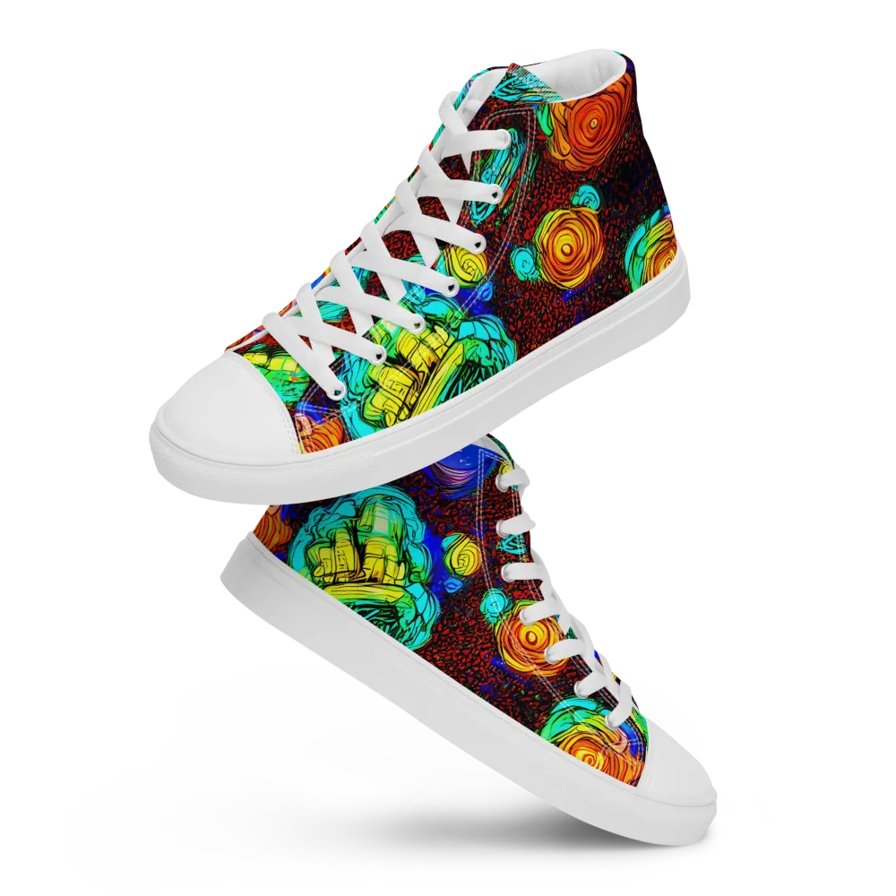 Chromatic Reef on Women's High Top Canvas Shoes — Front
