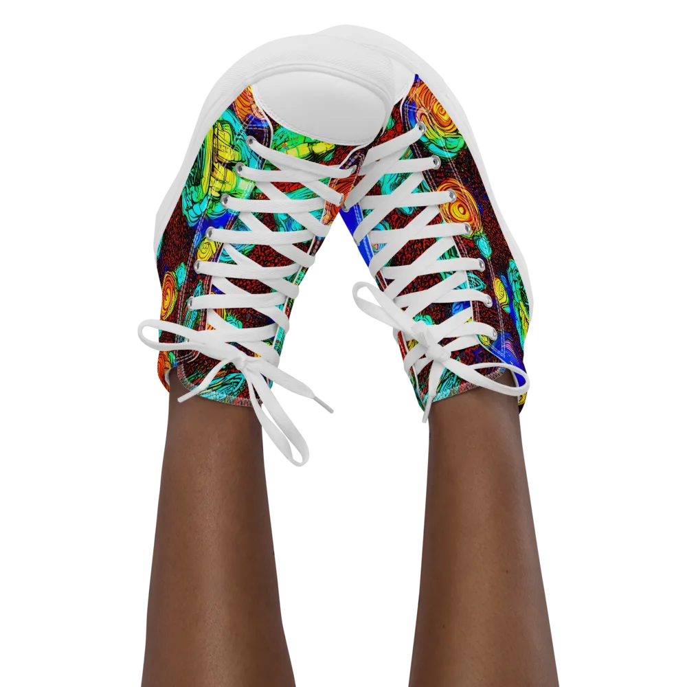 Chromatic Reef on Women's High Top Canvas Shoes — Front
