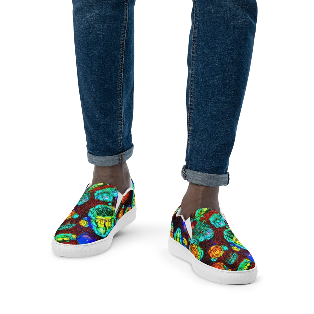 Chromatic Reef on Men's Slip-On Canvas Shoes — Front
