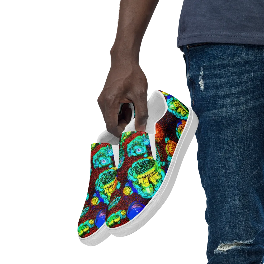 Chromatic Reef on Men's Slip-On Canvas Shoes — Left Front