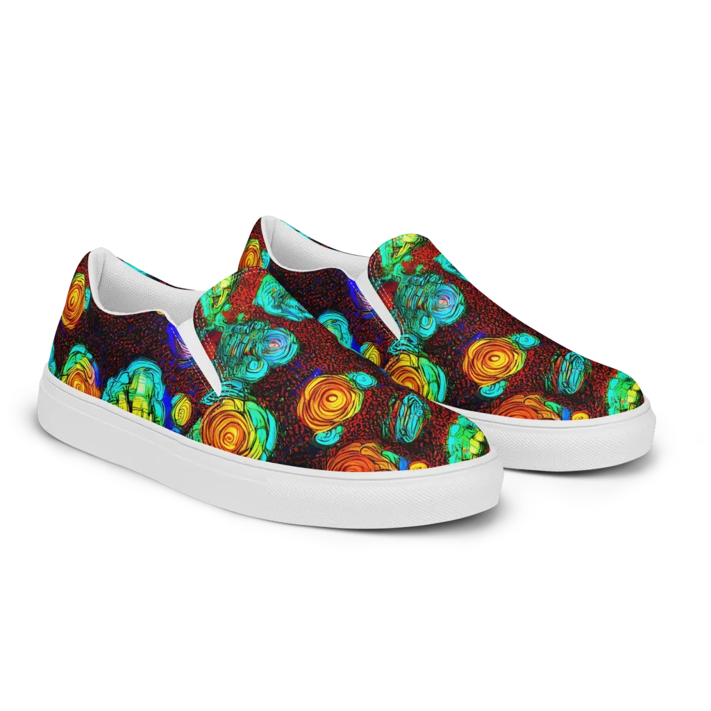 Chromatic Reef on Women's Slip-On Canvas Shoes — Right Front
