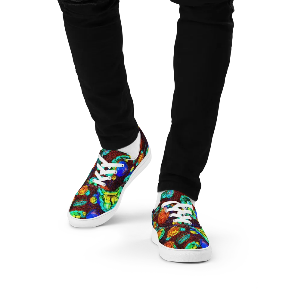 Chromatic Reef on Men's Lace-Up Canvas Shoes — Front