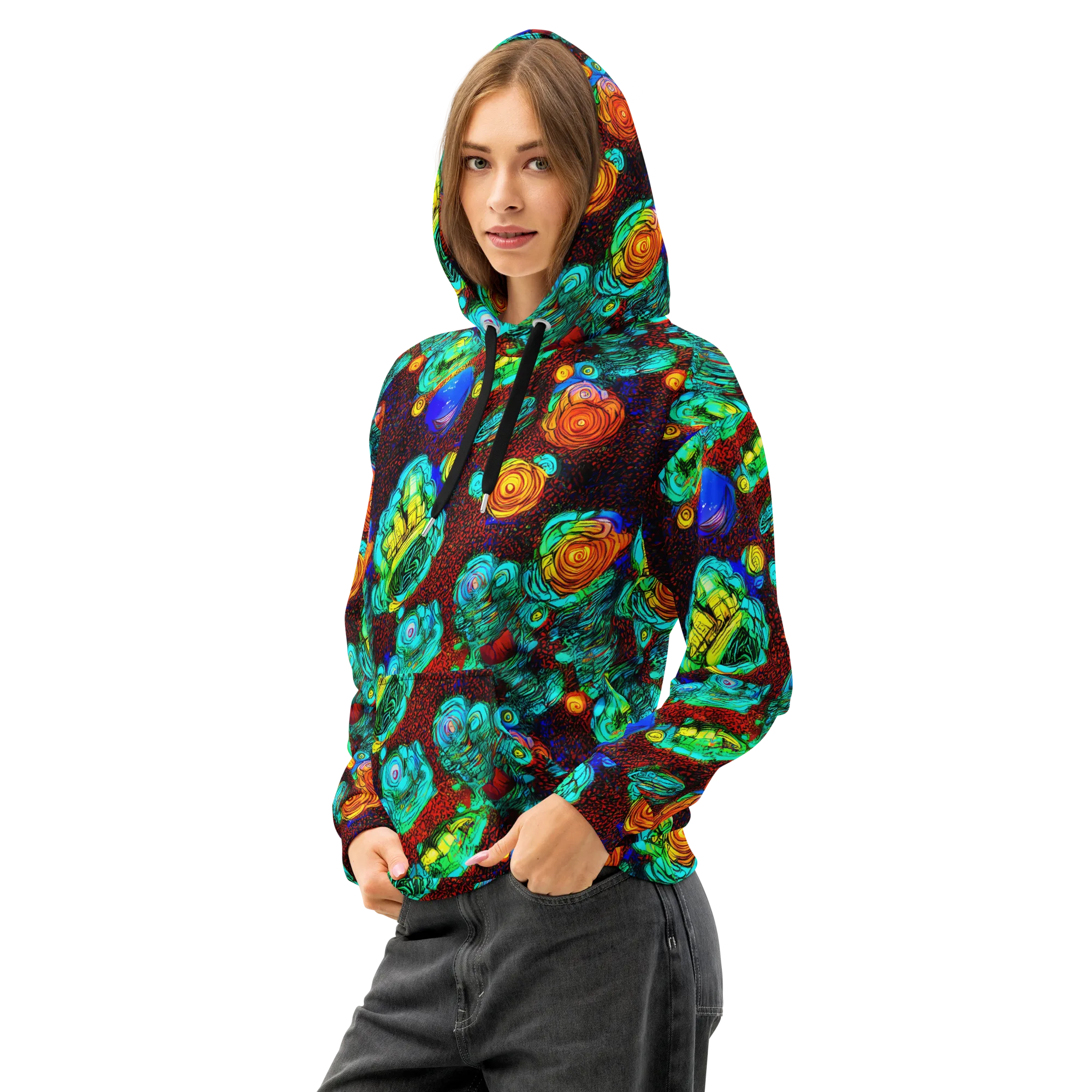 Chromatic Reef on Cotton Hoodie — Left Front