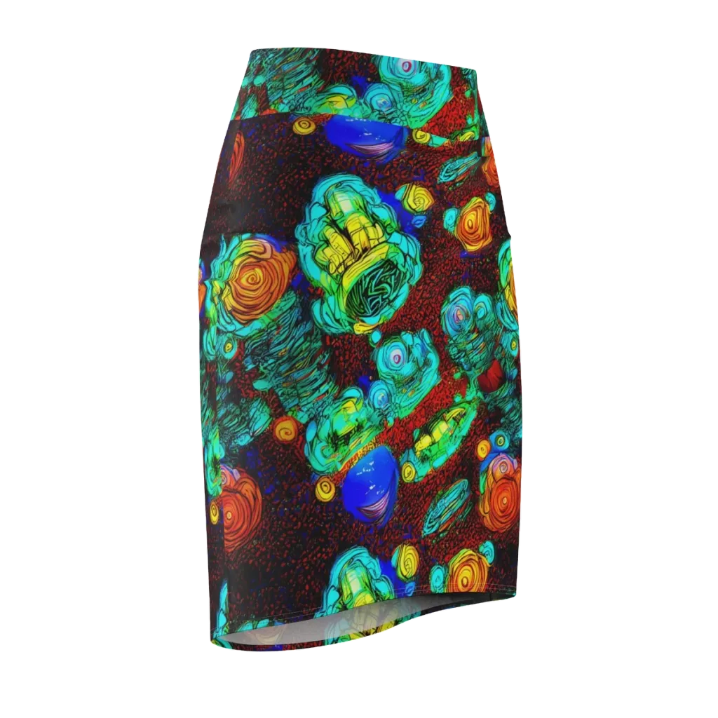 Chromatic Reef on Pencil Skirt — Front Side