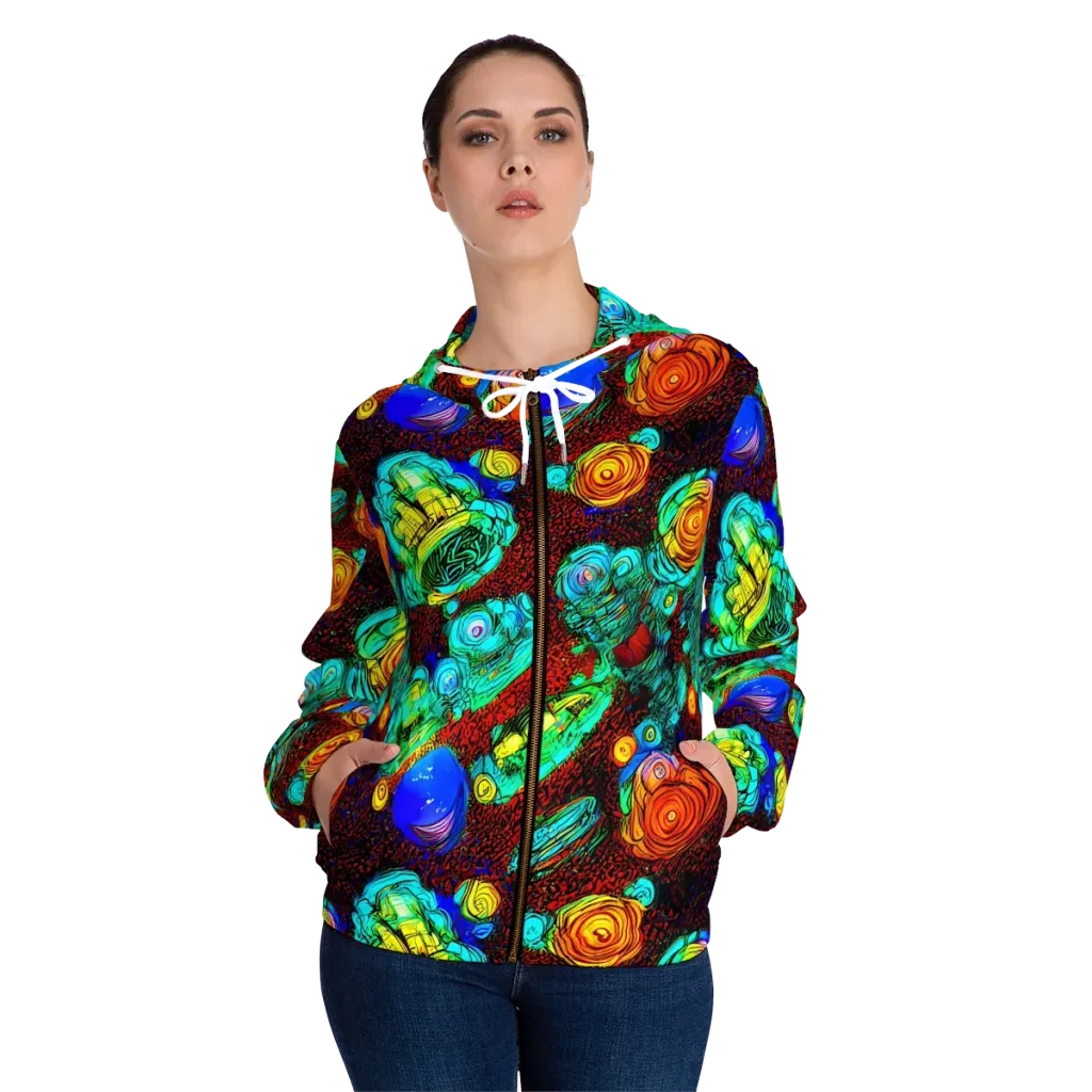 Chromatic Reef on Women's Full-Zip Hoodie — Front On Person