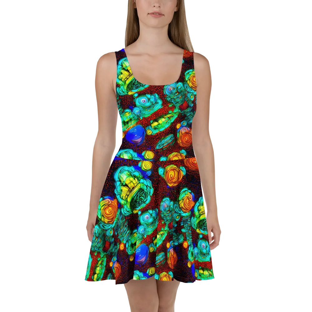 Chromatic Reef on Skater Dress — Front