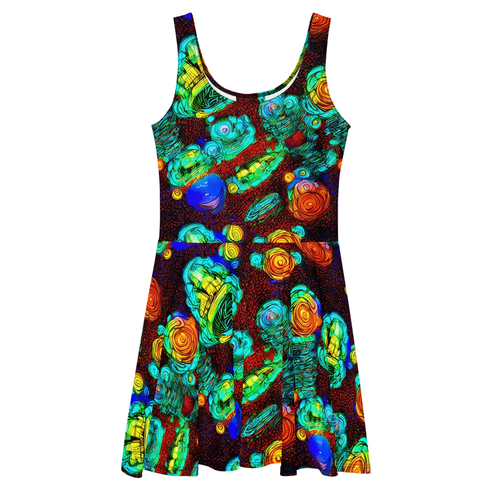 Chromatic Reef on Skater Dress — Front