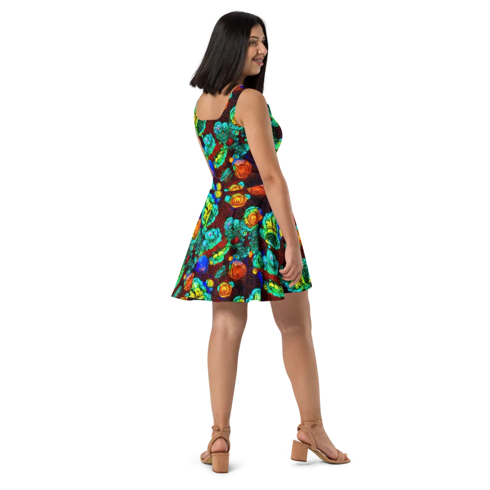 Chromatic Reef on Skater Dress — Right