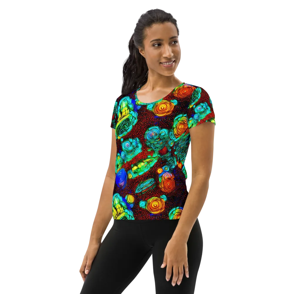 Chromatic Reef on Women's Athletic T-Shirt — Left