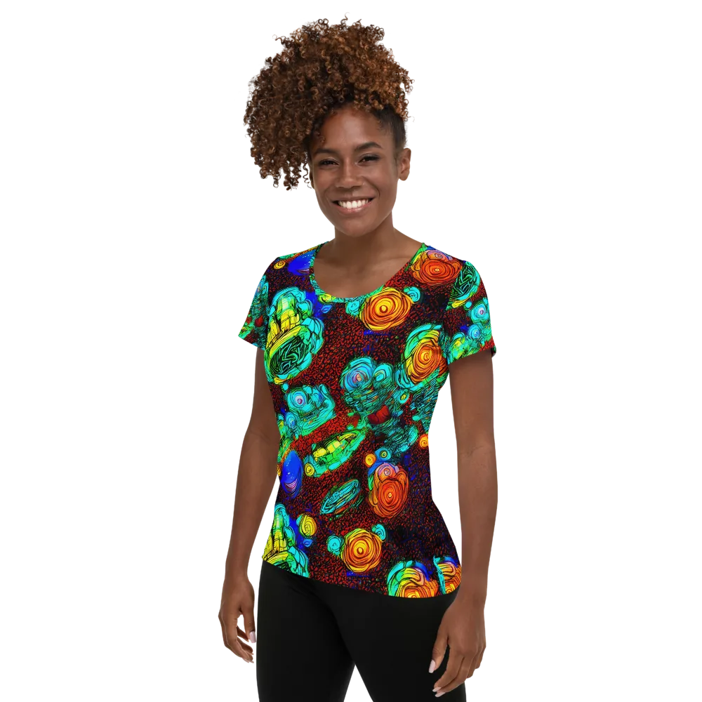 Chromatic Reef on Women's Athletic T-Shirt — Left
