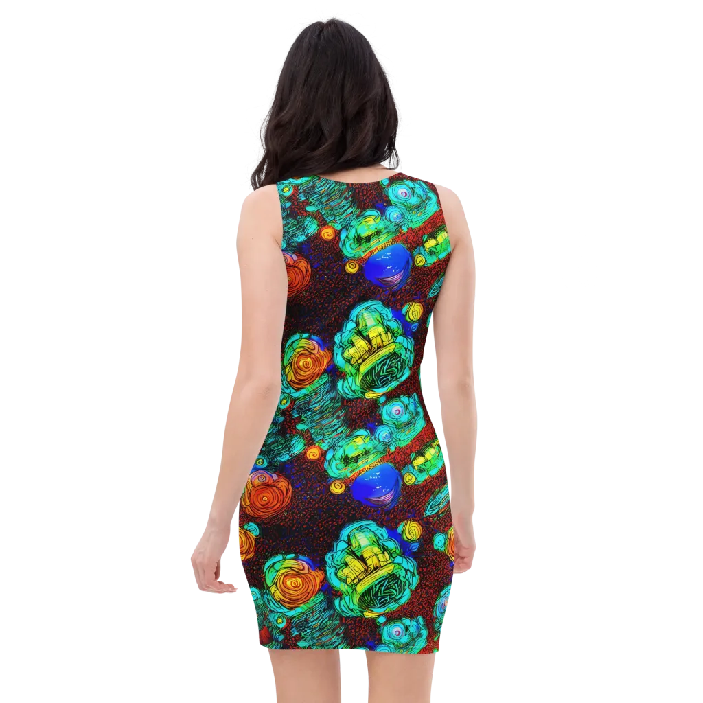 Chromatic Reef on Bodycon Dress — Back