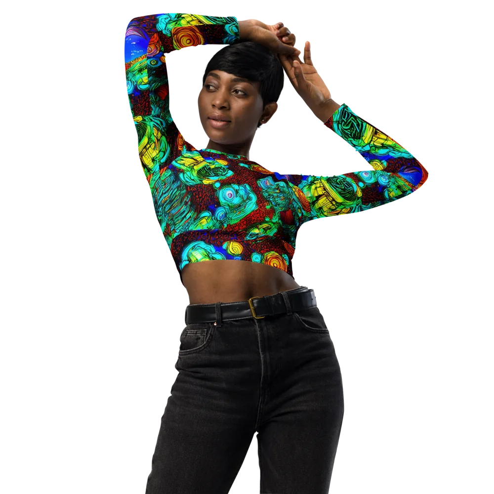 Chromatic Reef on Long Sleeve Crop Top — Front