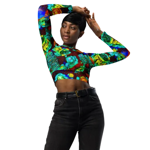 Chromatic Reef on a Long Sleeve Crop Top