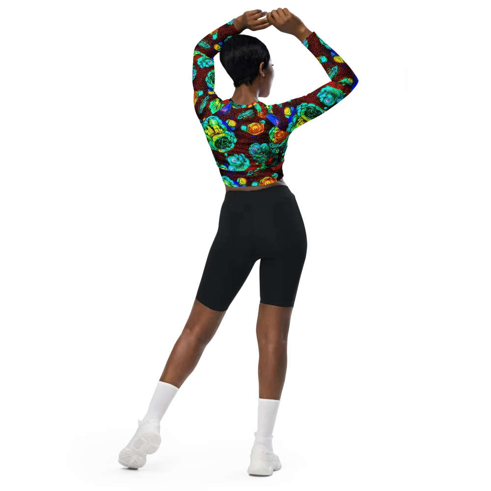 Chromatic Reef on Long Sleeve Crop Top — Back