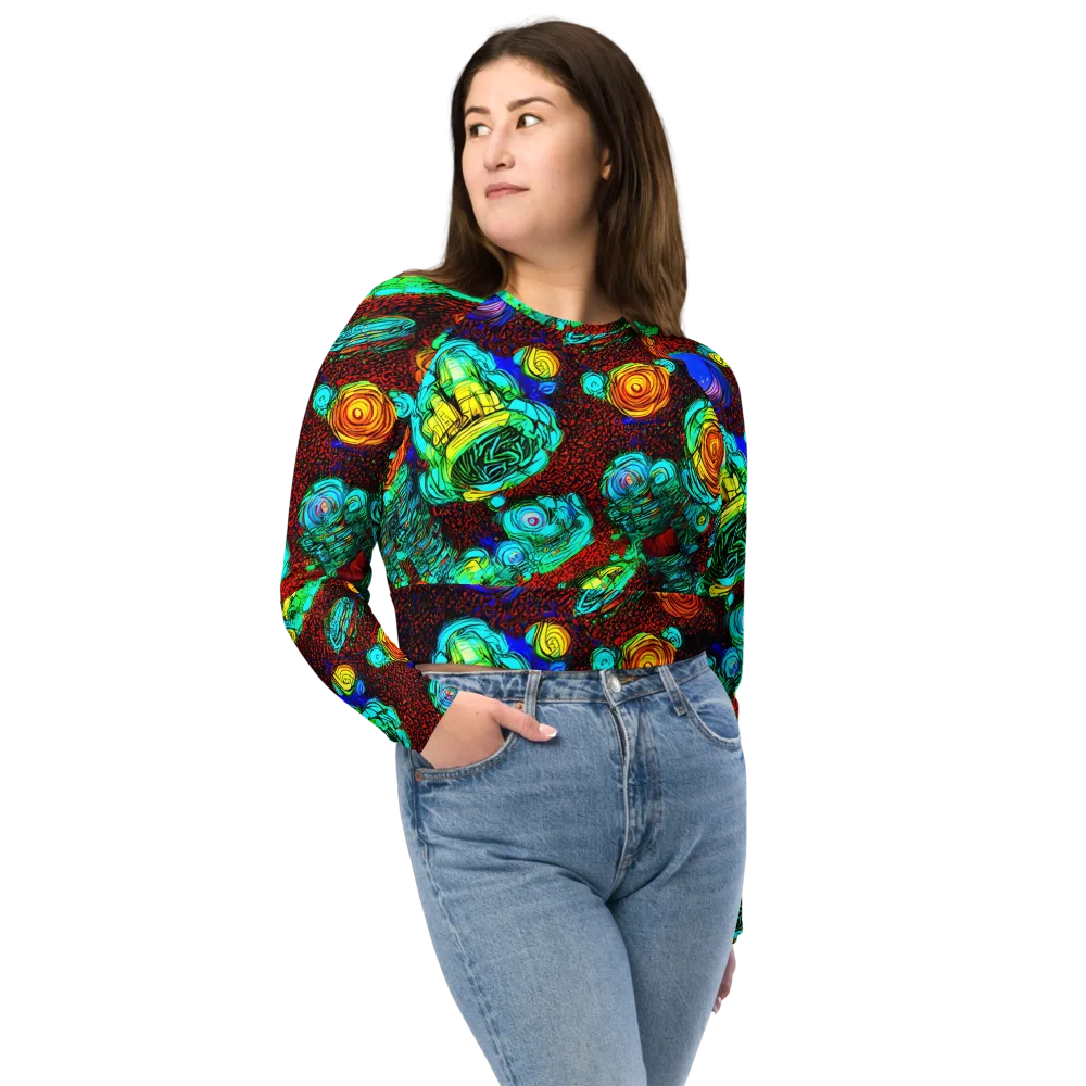 Chromatic Reef on Long Sleeve Crop Top — Front