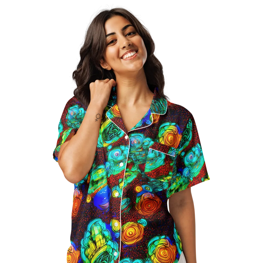Chromatic Reef on Women's Short Sleeve Pajama Top — Front