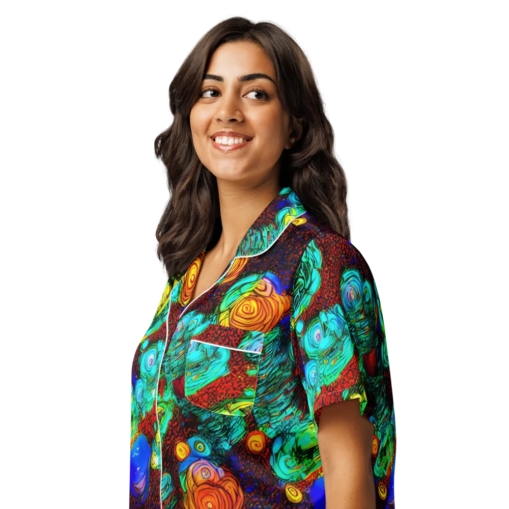 Chromatic Reef on Women's Short Sleeve Pajama Top — Left Front