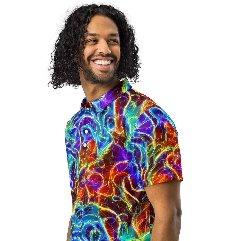 Aurora Fracture on Men's Slim Fit Polo Shirt — Left Front