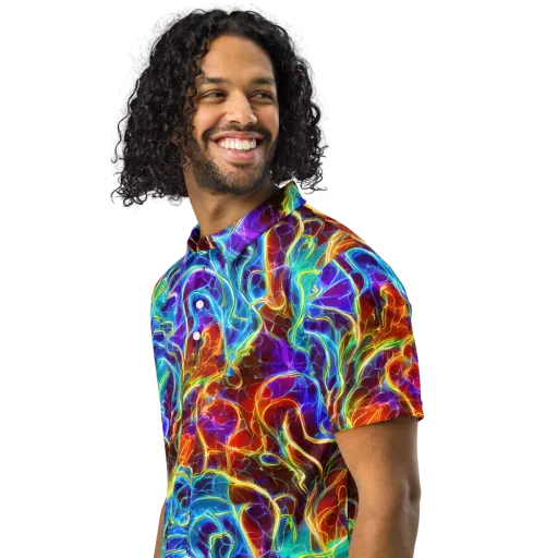 Aurora Fracture on a Men's Slim Fit Polo Shirt