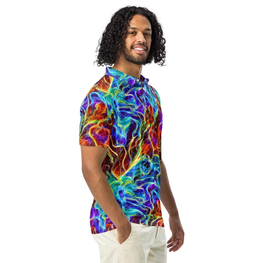 Aurora Fracture on Men's Slim Fit Polo Shirt — Right Front