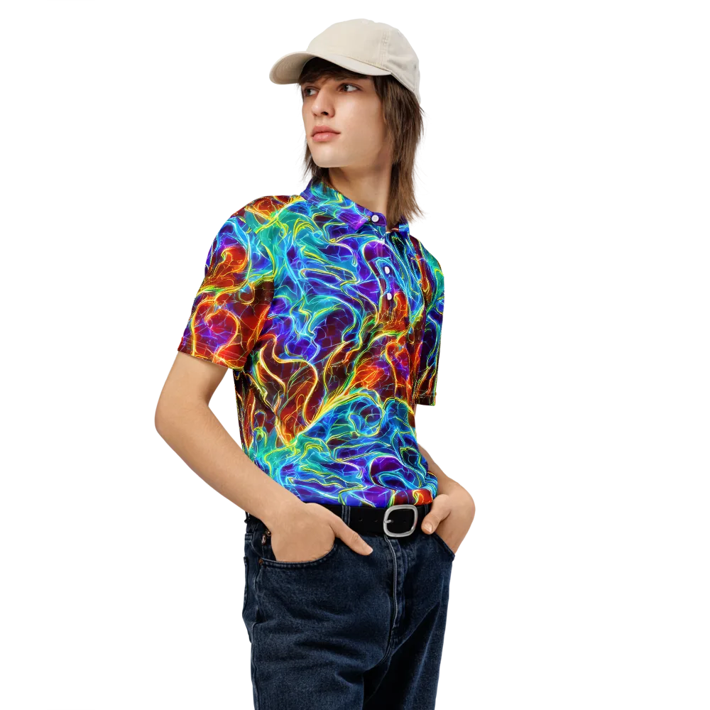 Aurora Fracture on Men's Slim Fit Polo Shirt — Right Front
