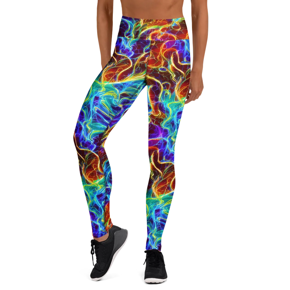 Aurora Fracture on Yoga Leggings — Front