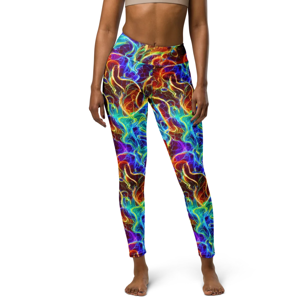 Aurora Fracture on Yoga Leggings — Front