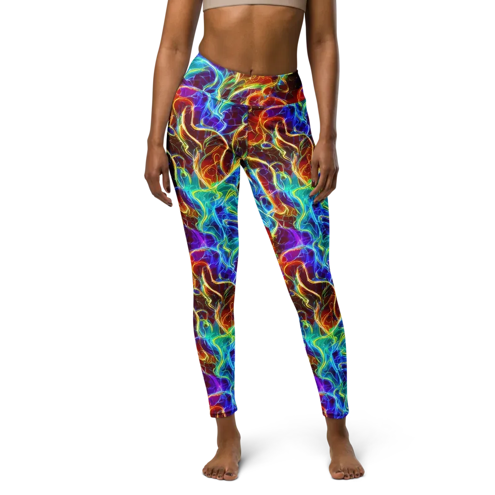 Aurora Fracture on Yoga Leggings — Front