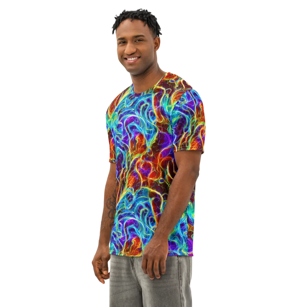 Aurora Fracture on Men's Cotton Crew Neck T-Shirt — Left Front